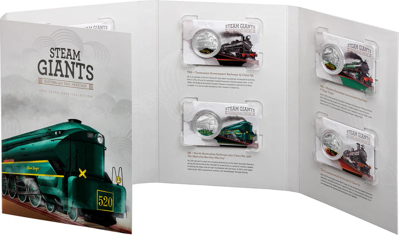 Mint Coins| Steam Giants 2025 50c Coloured Uncirculated Seven Coin Set