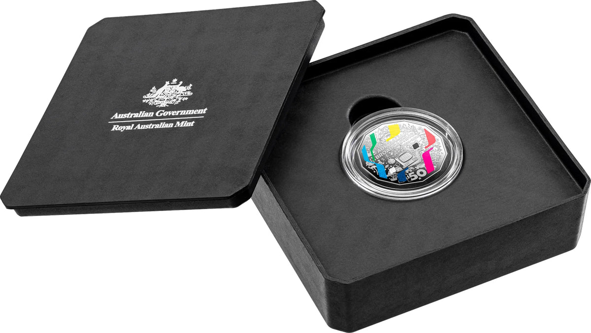 Mint Coins | Australia's First Television Broadcast 70th Anniversary 2026 50c Coloured Silver Proof Coin