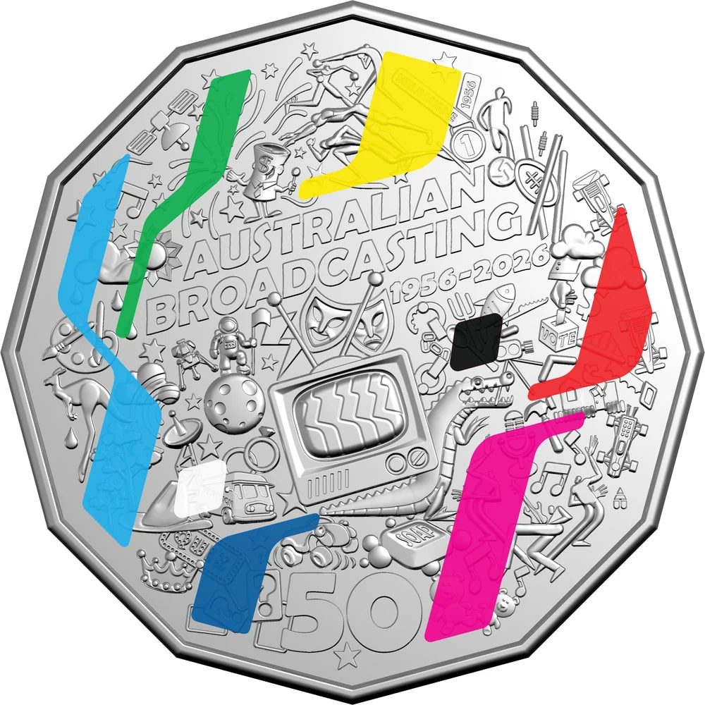 Mint Coins | Australia's First Television Broadcast 70th Anniversary 2026 50c Coloured Silver Proof Coin