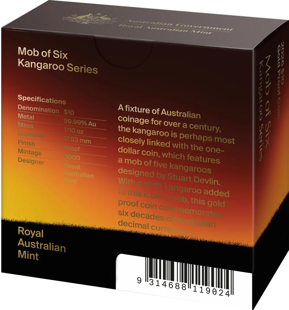 Mint Coins | Kangaroo Series 2026 $10 1/10oz Gold Proof Coin