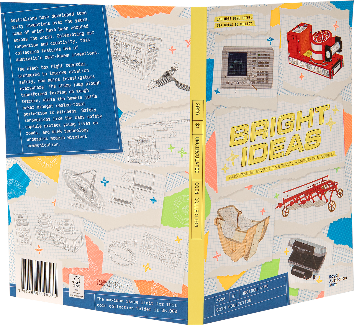 Mint Coins | Bright Ideas Aussie Inventions 5-coin Folder Collection 1/10 coloured
