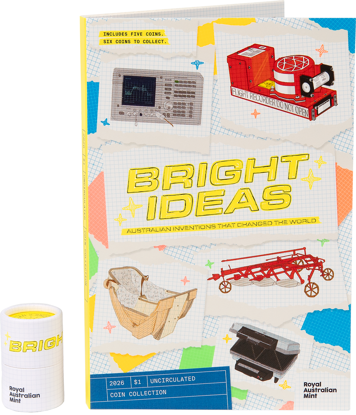 Mint Coins | Bright Ideas Aussie Inventions 5-coin Folder Collection 1/10 coloured