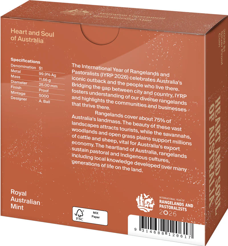 Mint Coins | Heart and Soul of Australia International Year of Rangelands and Pastoralist 2026 $1 Fine Silver Proof Card