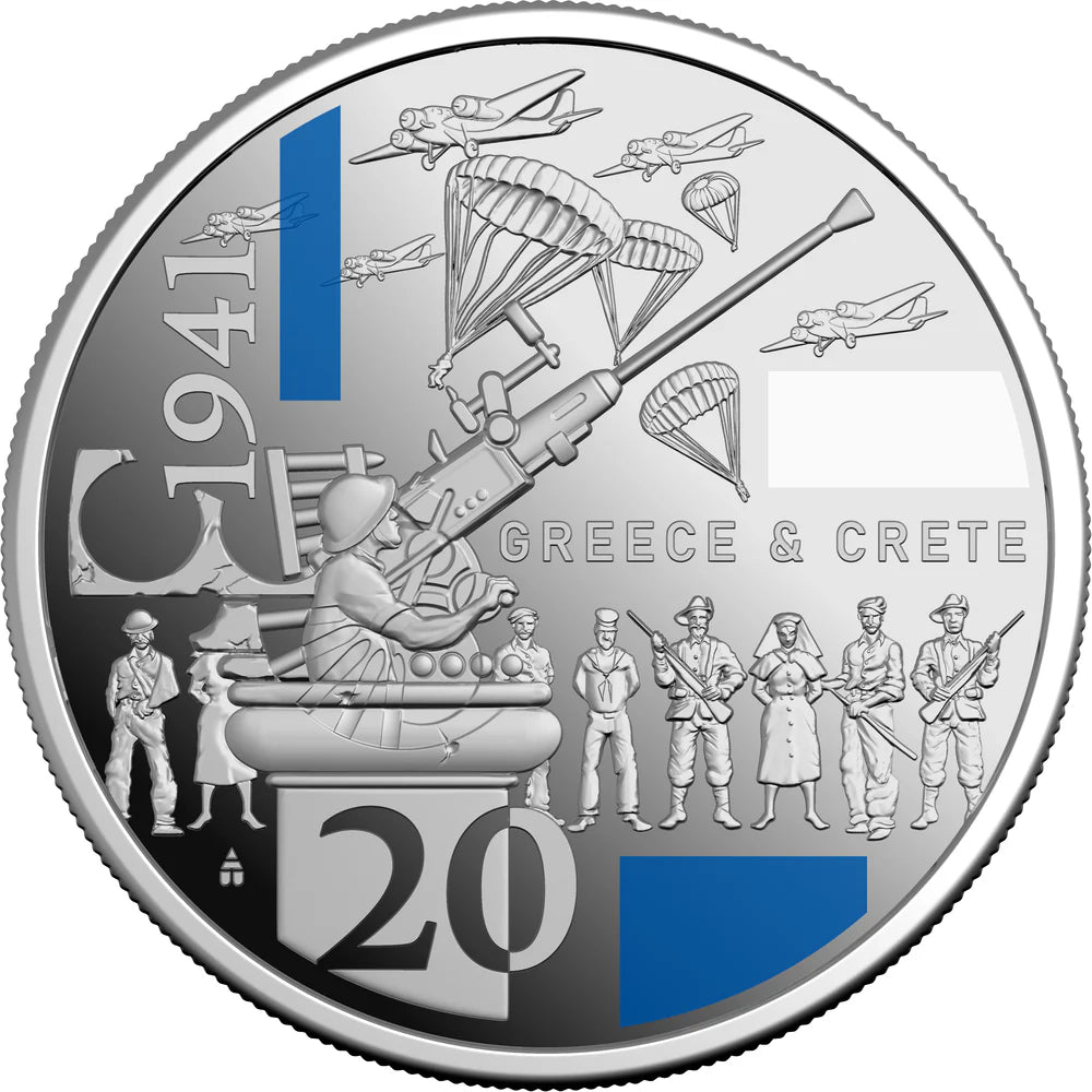 Mint Coins | 2026 20c Service Amid Strife Coloured Uncirculated Coin - 1941 WWII Greece & Crete