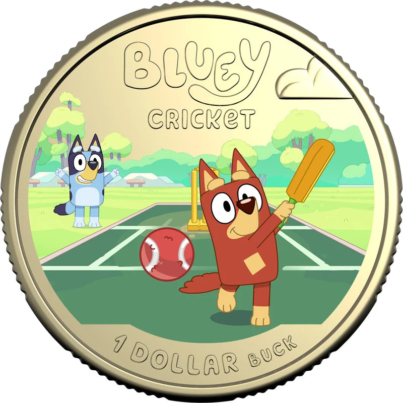 Mint Coins | Bluey Cricket 2027 $1 Coloured Uncirculated Coin in Card