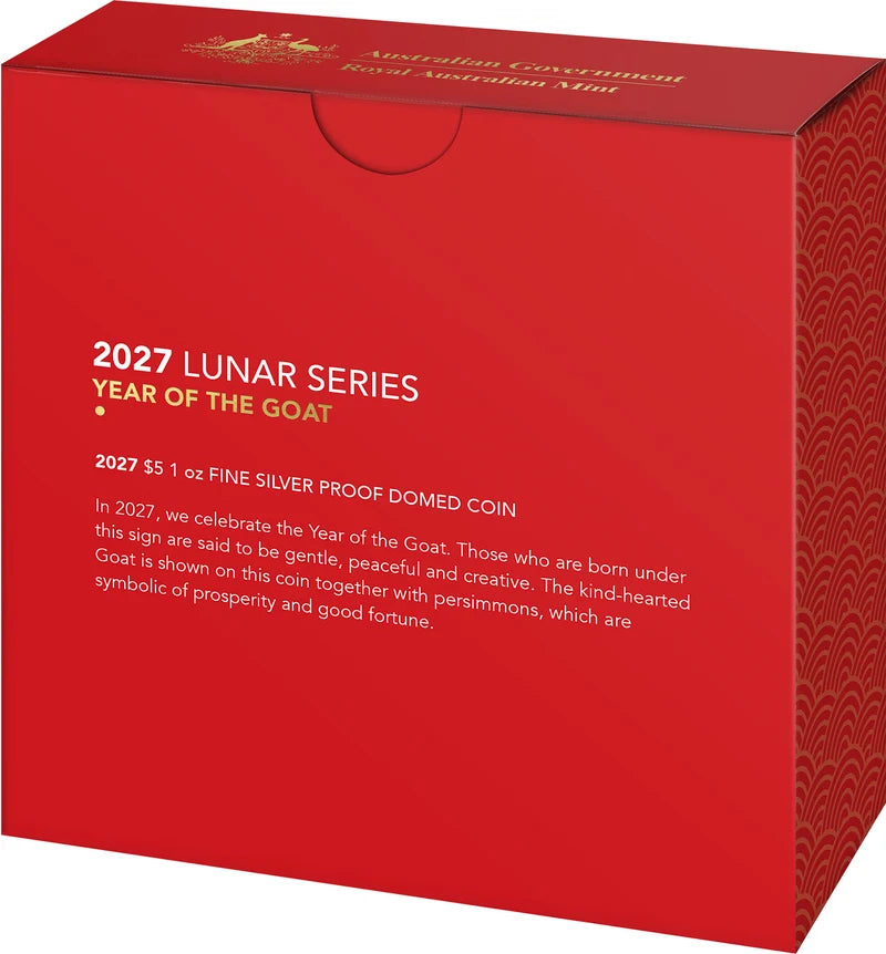 Mint Coins | 2027 Year of the Goat $5 1oz Fine Silver Proof Domed Coin