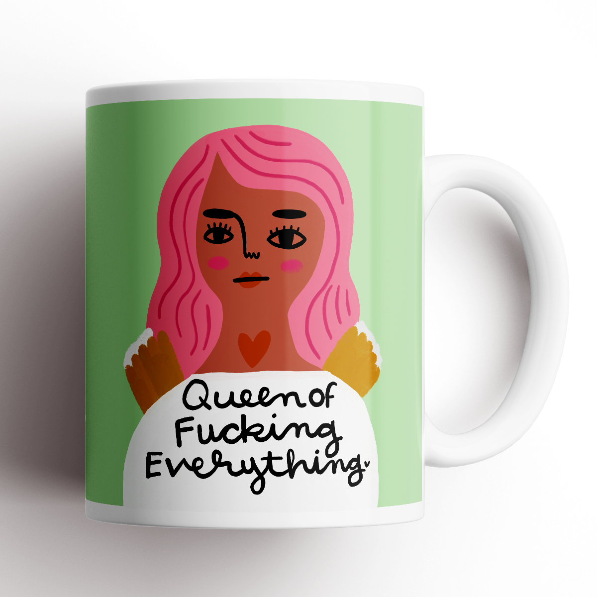 Disrupted Industries - Queen of Fucking Everything Grumpy Angel Mug