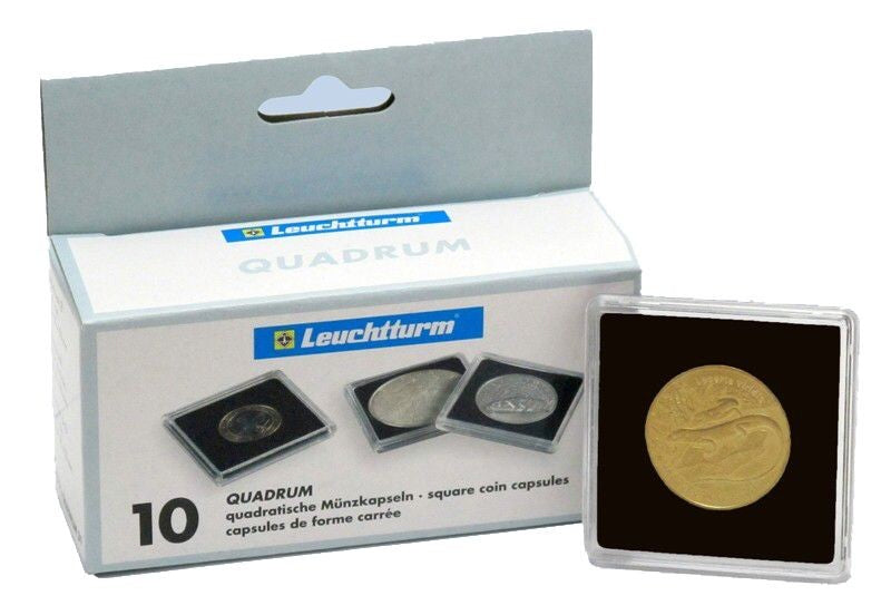 Square Coin Capsules, Inner Diameter 21 mm 10 per pack