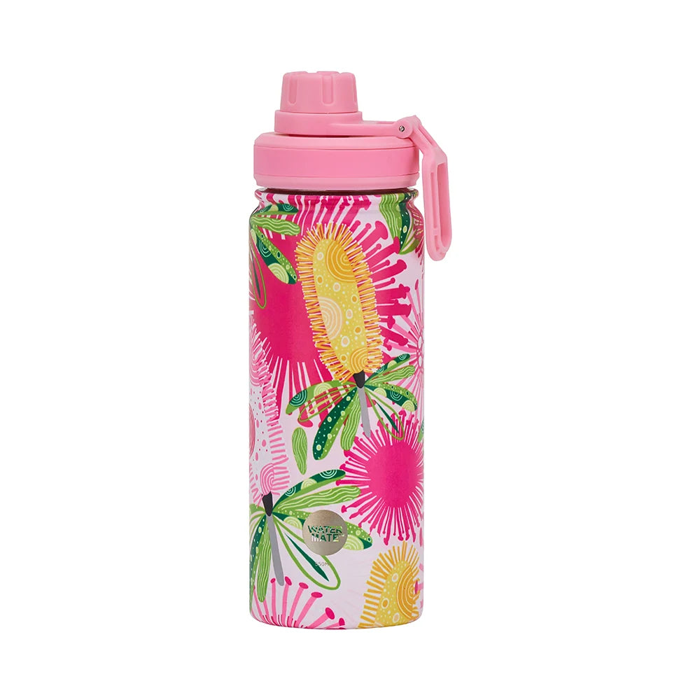 Annabel Trends Watermate 550ml Stainless Steel Drink Bottle Tumbler Pink Banksia