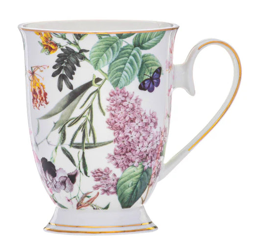 Ashdene Romantic Garden Footed Mug | White