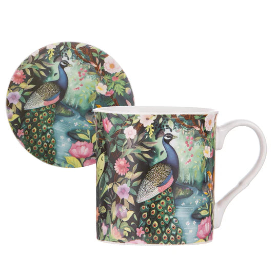 Ashdene Zen Garden Collection Mug & Coaster | Peacock