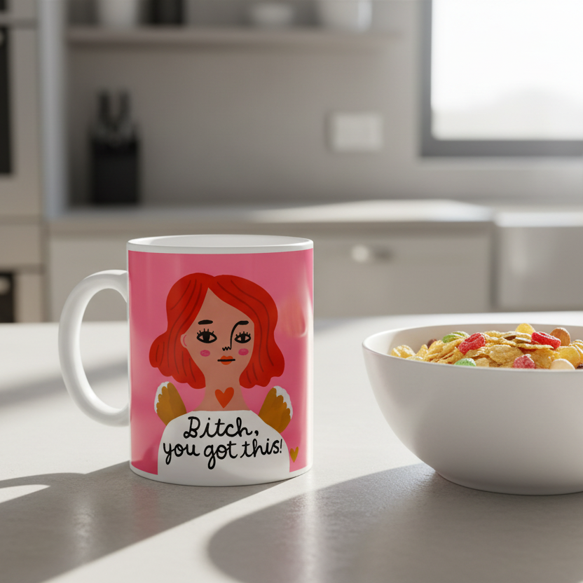 Disrupted Industries - Bitch, You Got This Grumpy Angel Mug