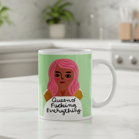 Disrupted Industries - Queen of Fucking Everything Grumpy Angel Mug