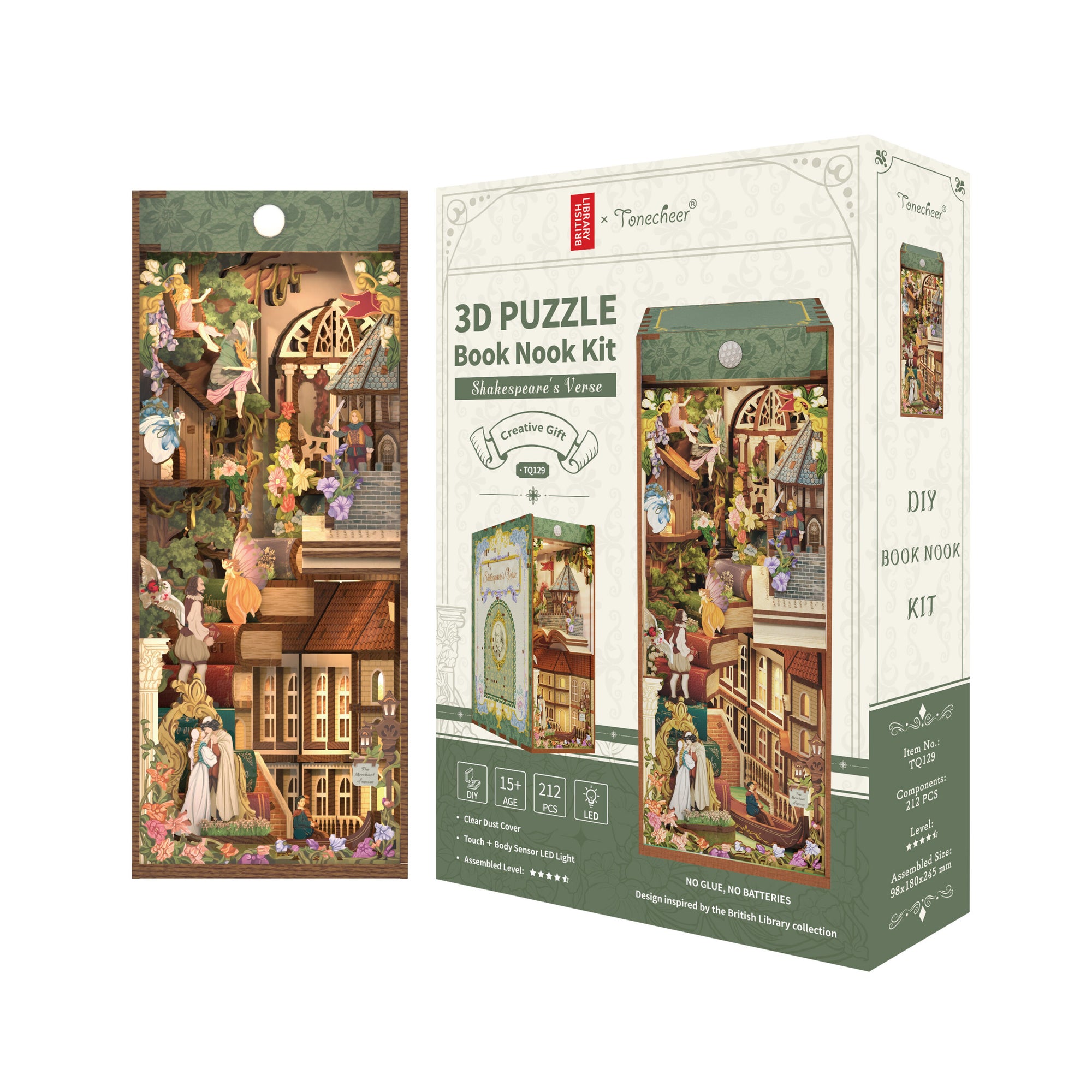 Tonecheer 3D Puzzle Book Nook | Shakespeare's Verse