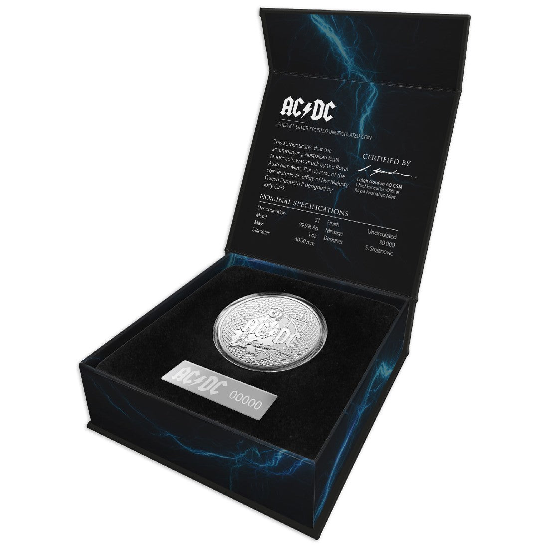 Mint Coins | AC/DC 2023 $1 Silver Frosted uncirculated coin