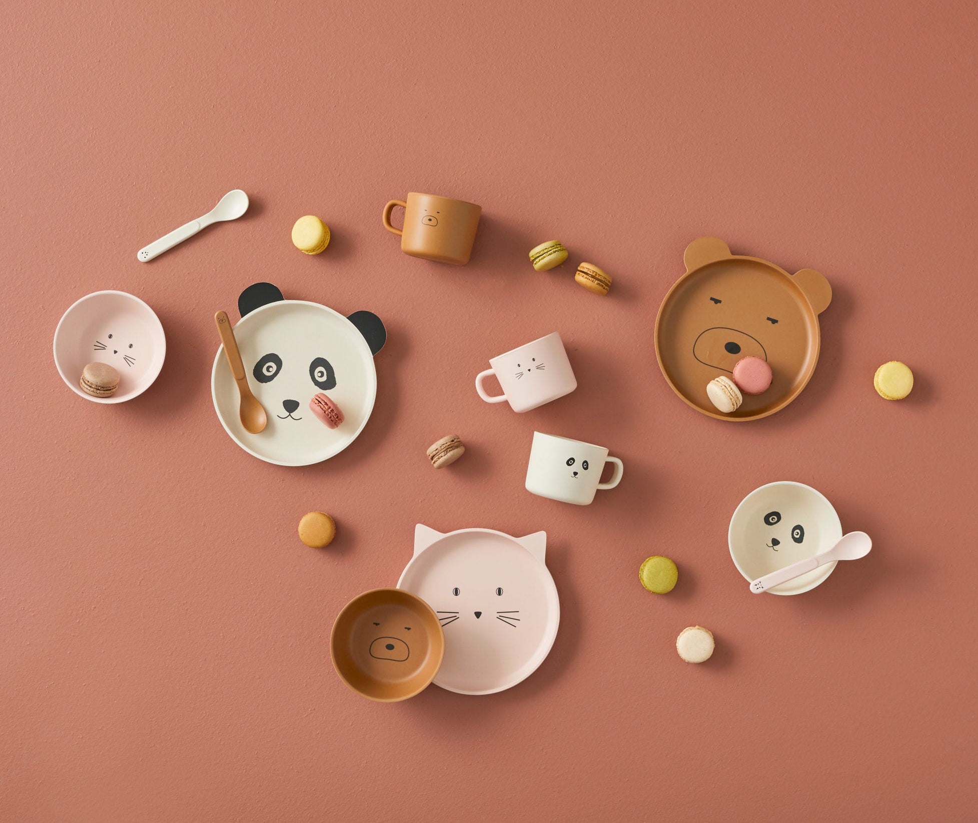 Animal Faces Kids Bamboo Dining Set