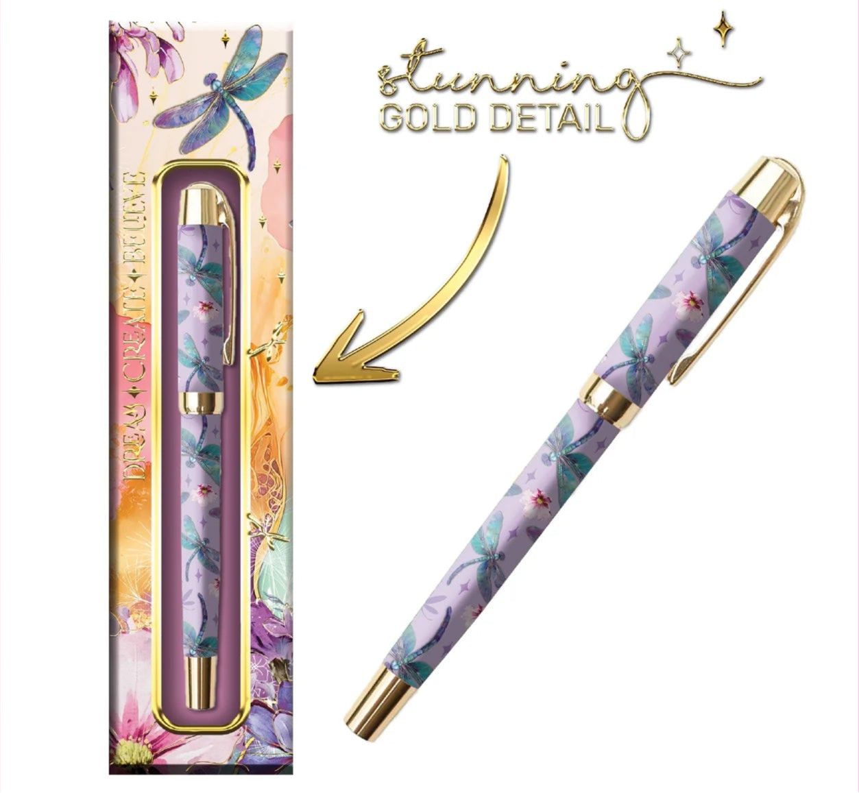 Lisa Pollock Designer Pen in Gift Box | Delightful Dragonflies