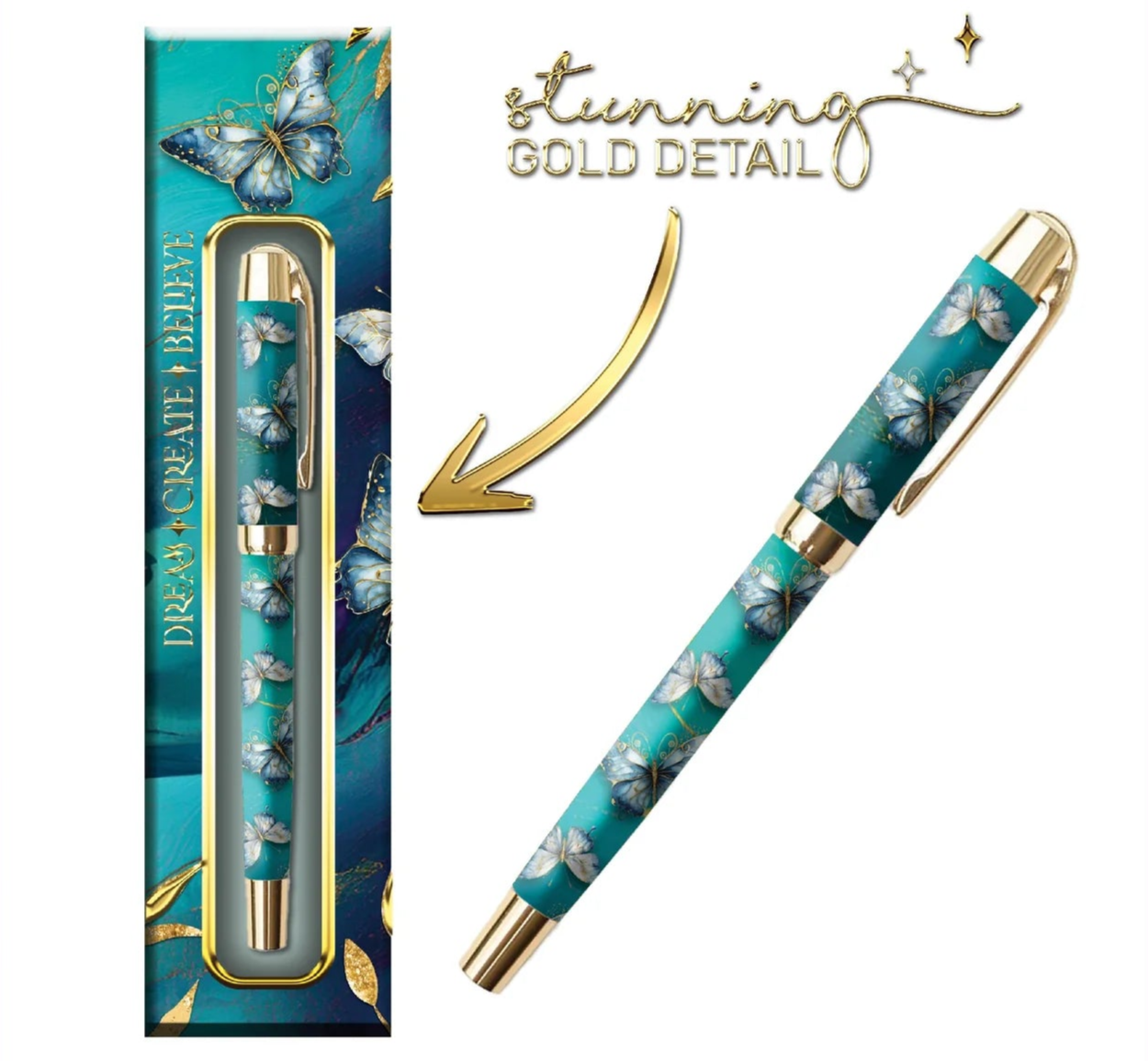 Lisa Pollock Designer Pen in Gift Box | Tranquil Butterflies