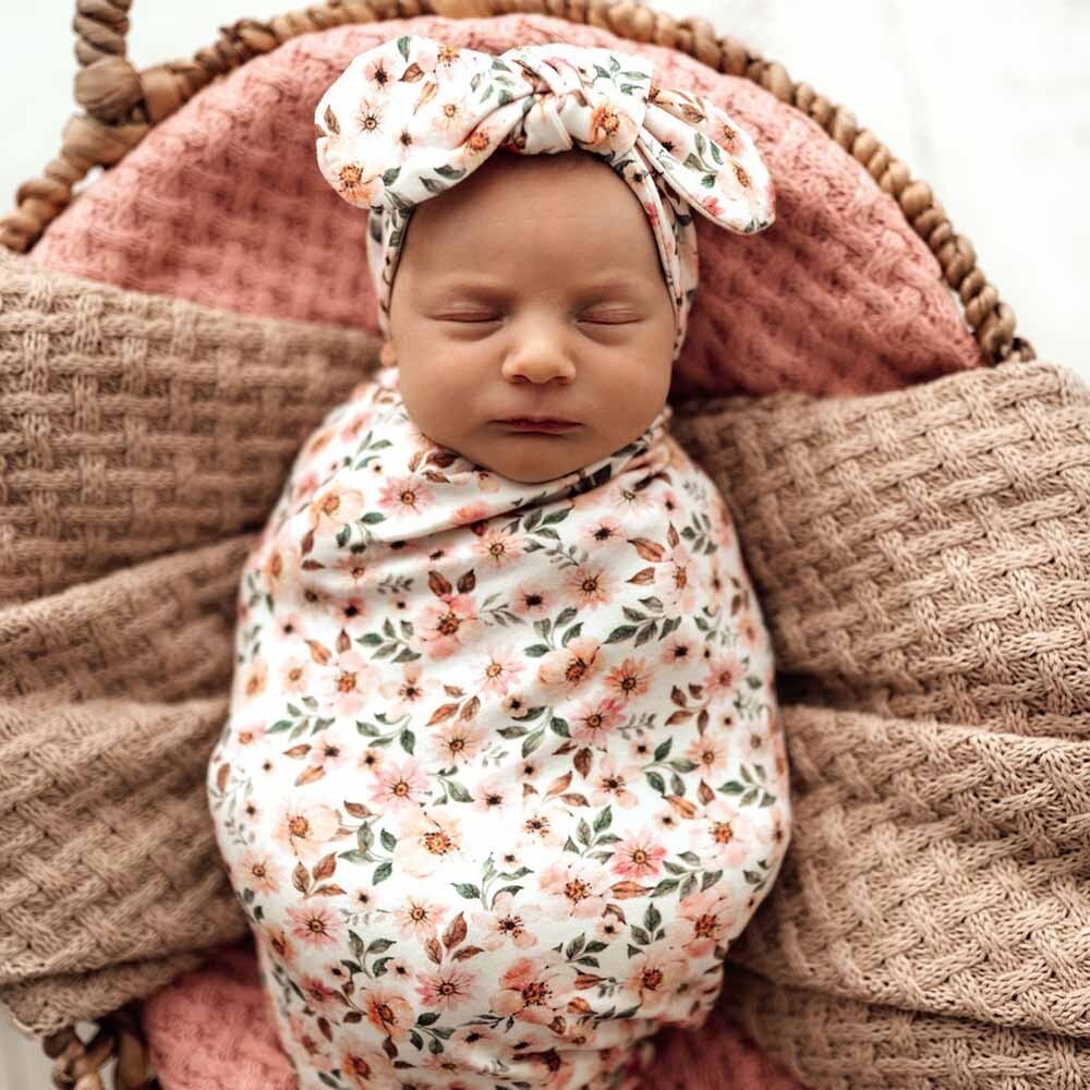 Snuggle Hunny Organic Swaddle & Topknot Set | Spring Floral