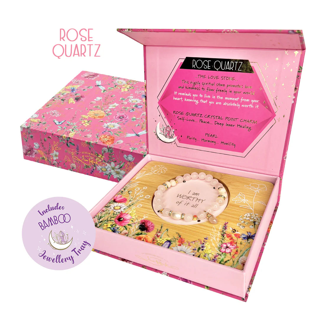 Lisa Pollock Crystal Bracelet & Box | Rose Quartz