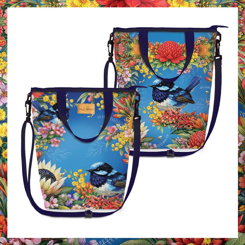 Lisa Pollock Champagne Cooler Bag | Floral Fairy Wrens