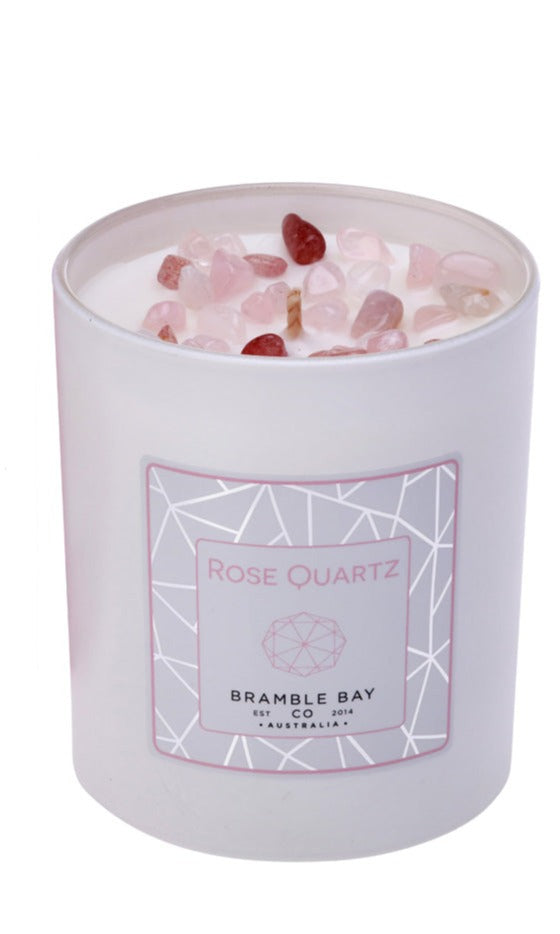 The Crystal Infusions Collection Rose Quartz Candle | Rose & Garden Blossoms