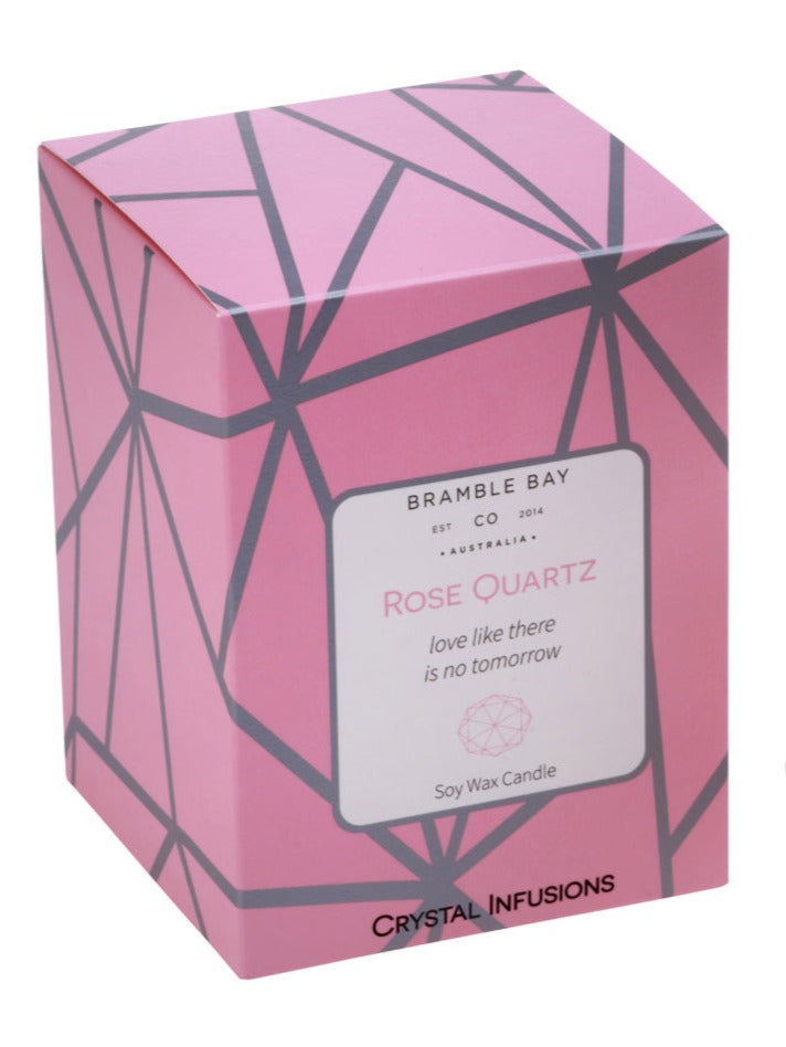 The Crystal Infusions Collection Rose Quartz Candle | Rose & Garden Blossoms
