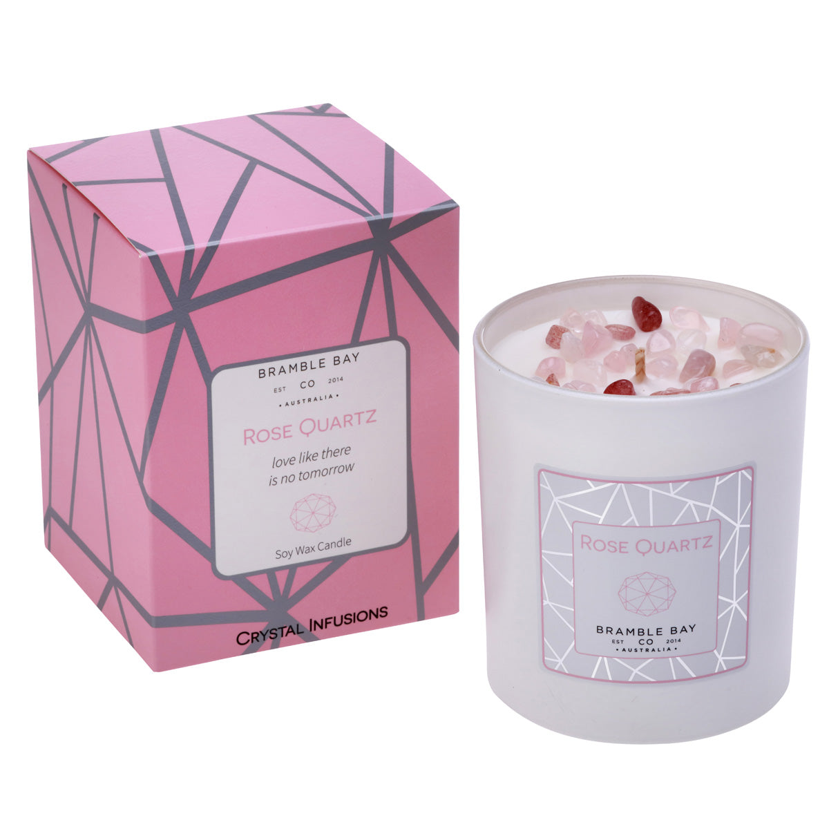 The Crystal Infusions Collection Rose Quartz Candle | Rose & Garden Blossoms