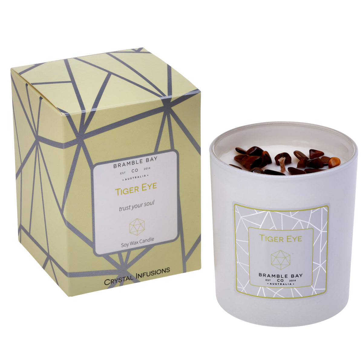 The Crystal Infusions Collection Tiger Eye Candle | Vanilla Bean & Custard