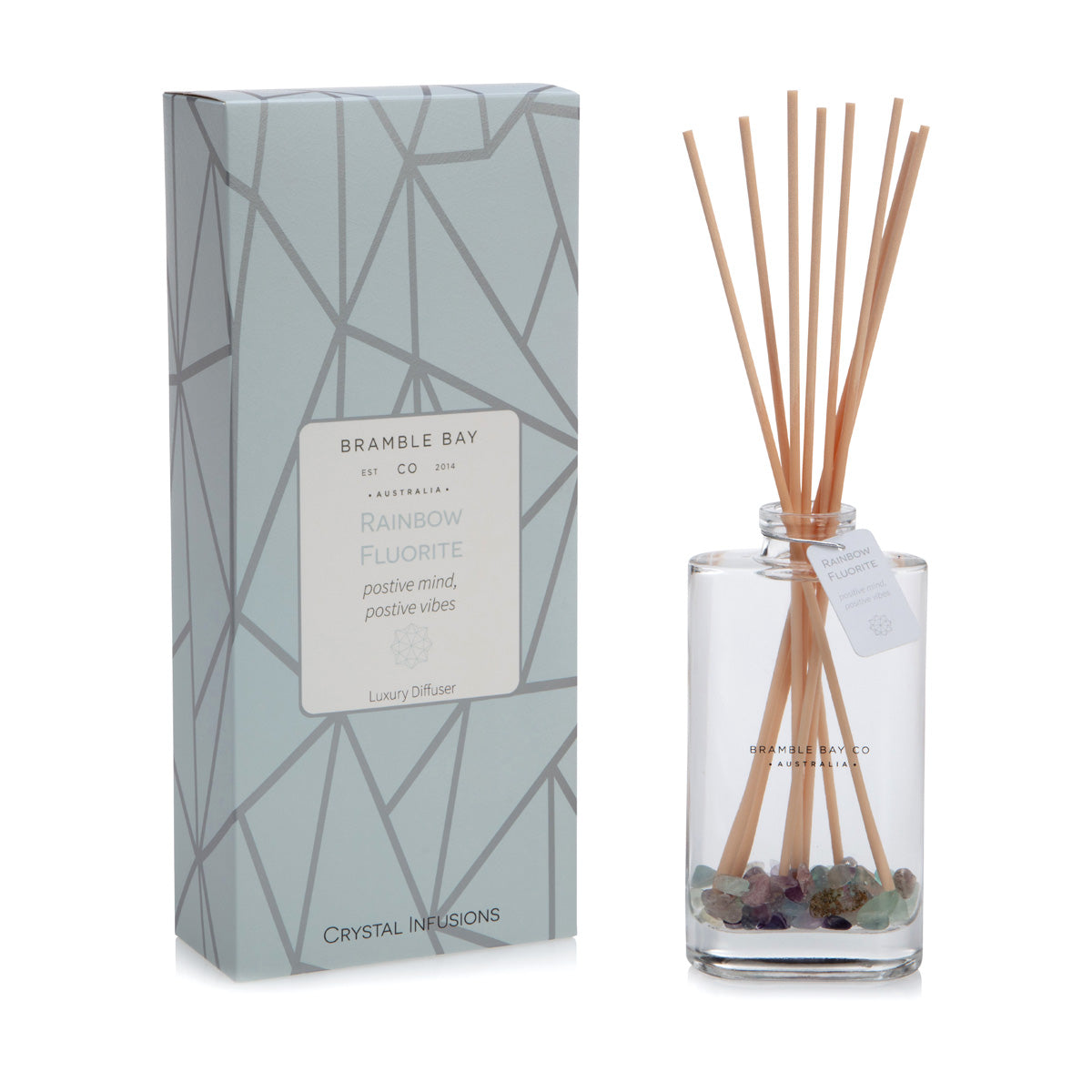 The Crystal Infusions Collection Rainbow Fluorite Diffuser | Grapefruit, Coconut & Lime