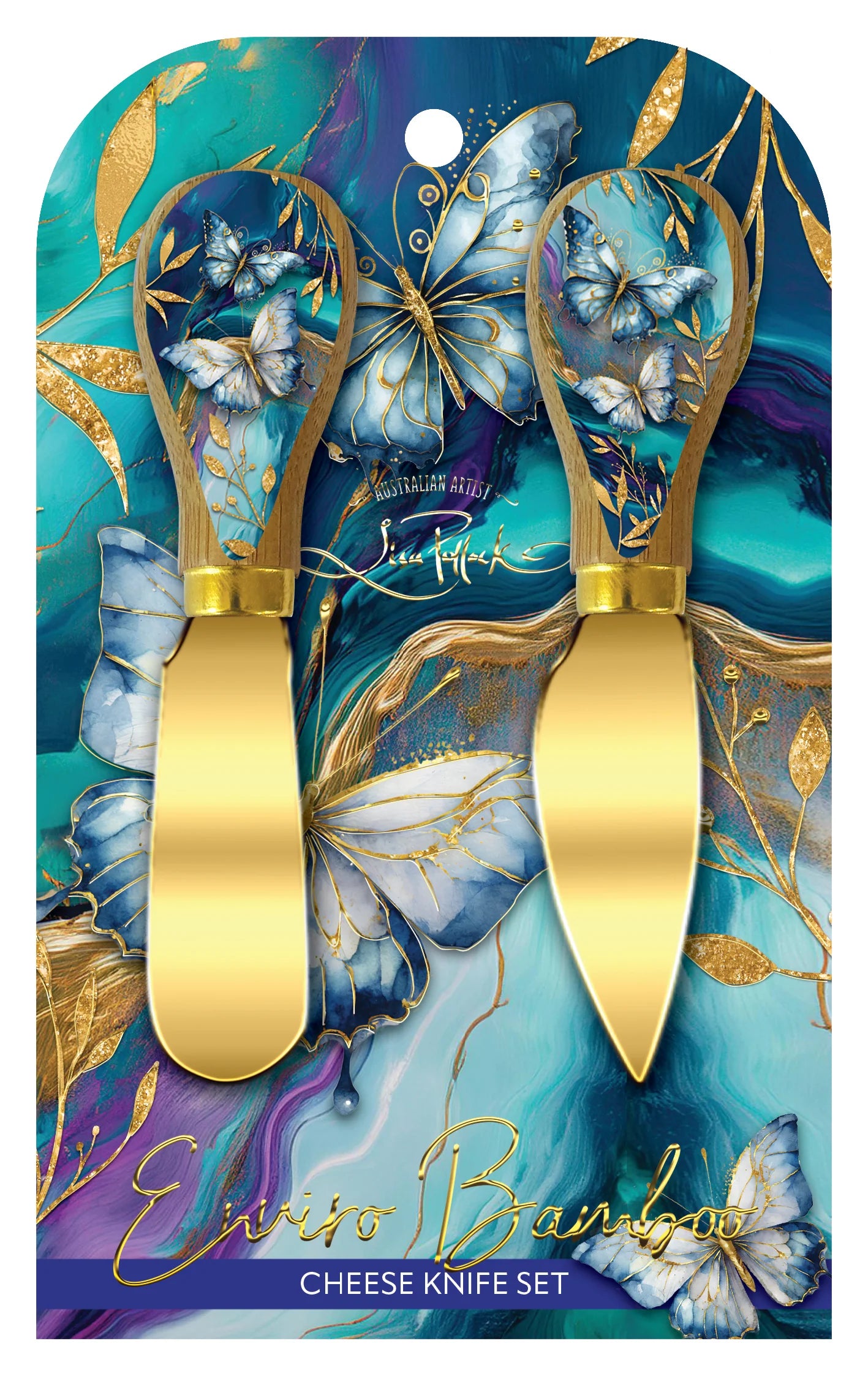 Lisa Pollock Cheese Knife Set | Tranquil Butterflies