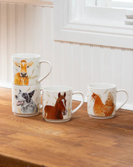 Ashdene Farmyard Faces 2 Stackable Mugs 4pk