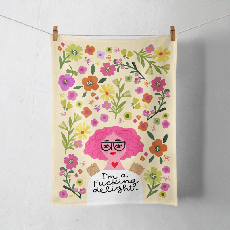 Grumpy Angel Dish Towel | I'm a Fucking Delight