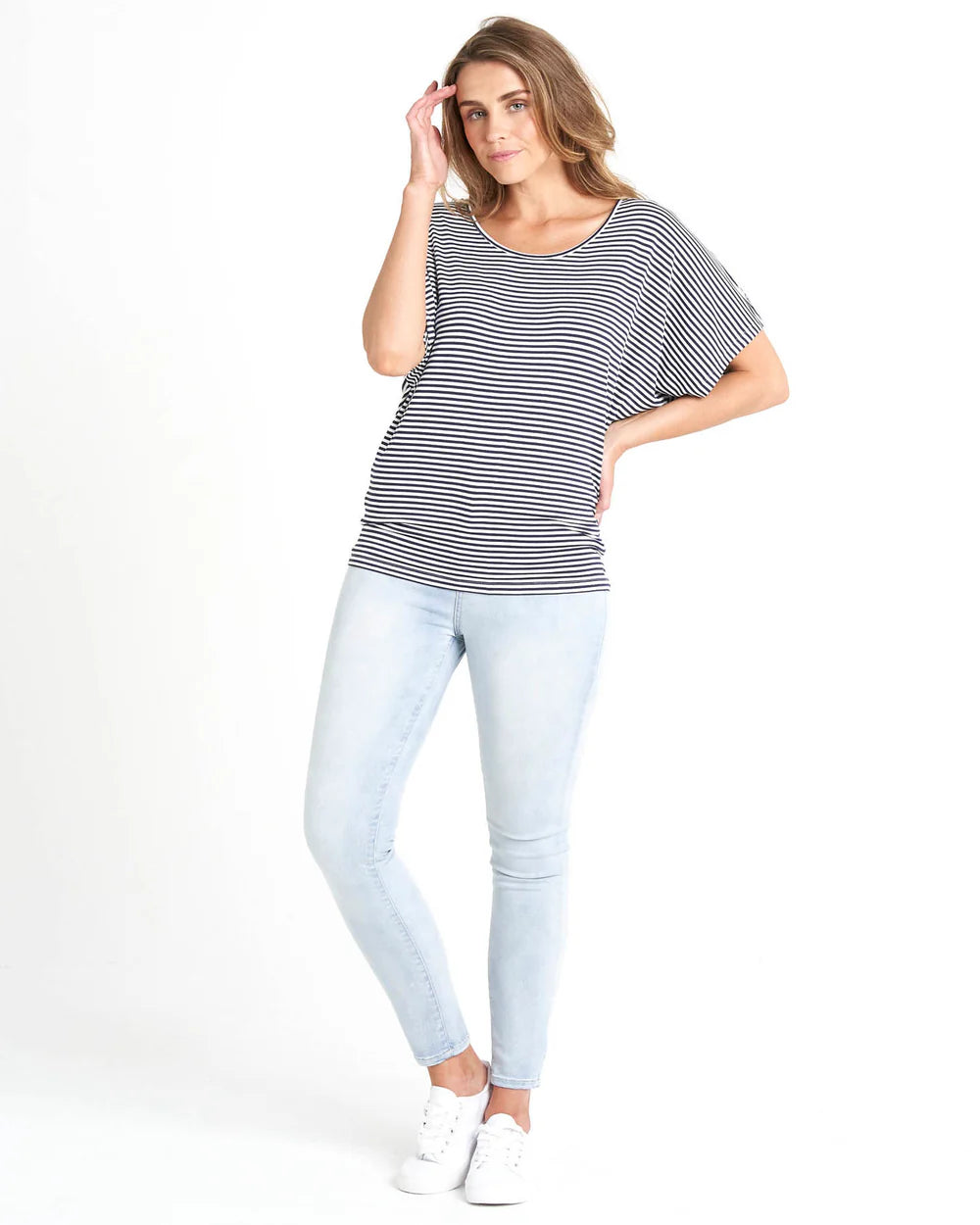 Maui Tee | Navy Blue/White Stripe