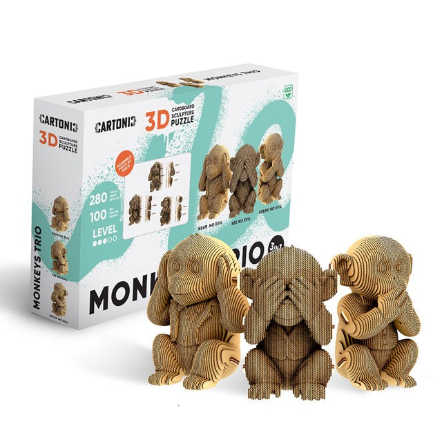 Cartonic 3D Cardboard Puzzle | Monkeys Trio