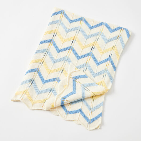 Jiggle & Giggle Knit Blanket | Blue Zig-Zag