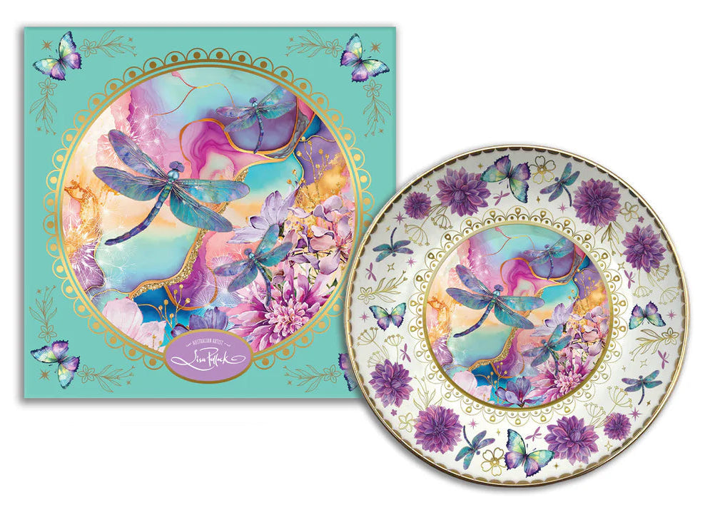 Lisa Pollock Ceramic Trinket Dish | Playful Dragonflies