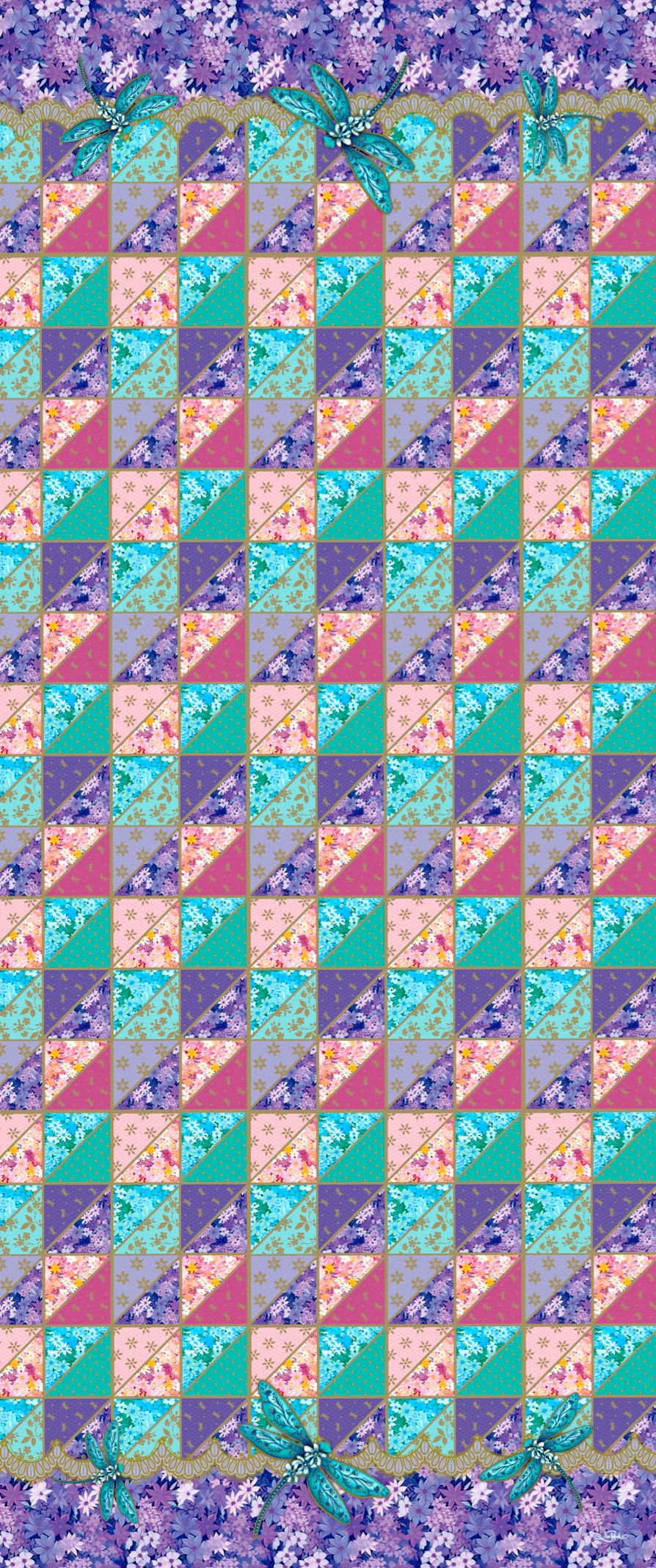 Lisa Pollock Reversible Artistry Scarf Wrap | Dragonfly Patchwork