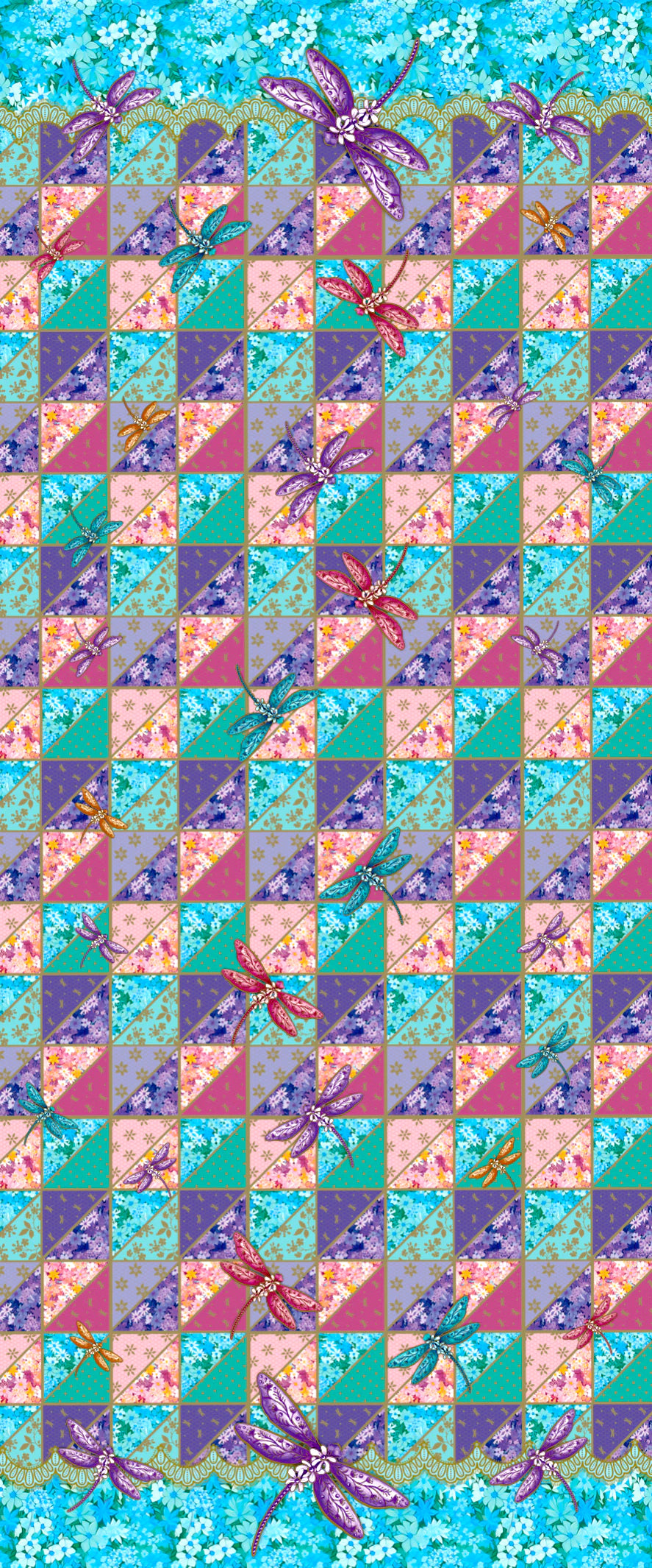 Lisa Pollock Reversible Artistry Scarf Wrap | Dragonfly Patchwork