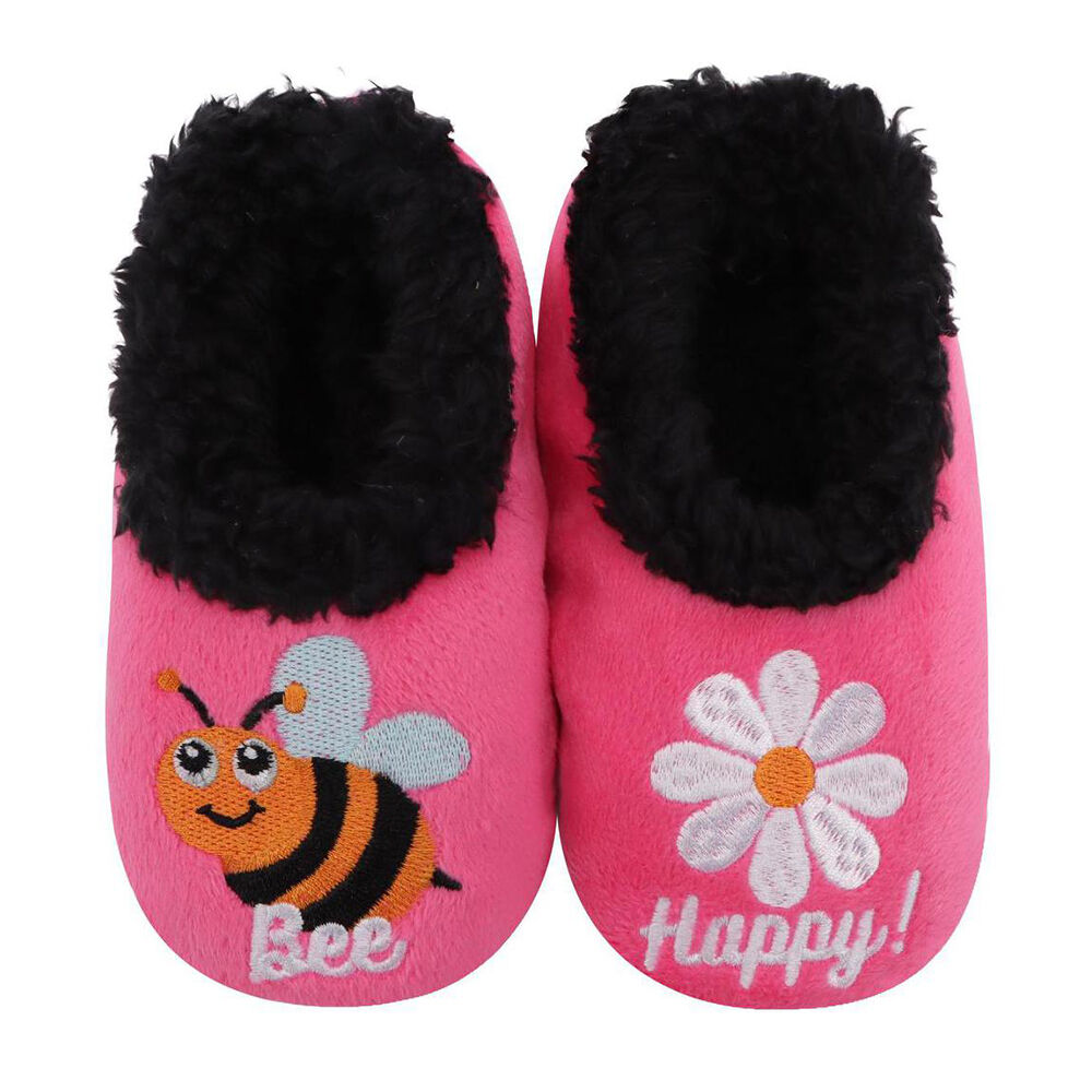 Slumbies Bee Happy Dark Pink Slippers