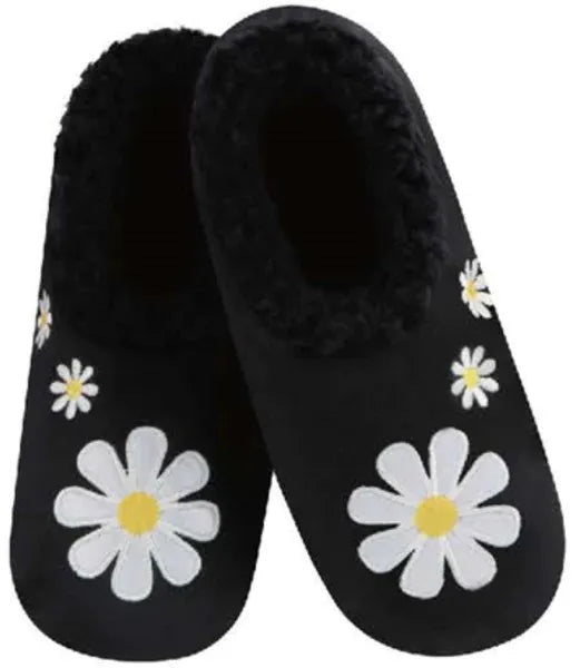 Slumbies Daisy Black Slippers