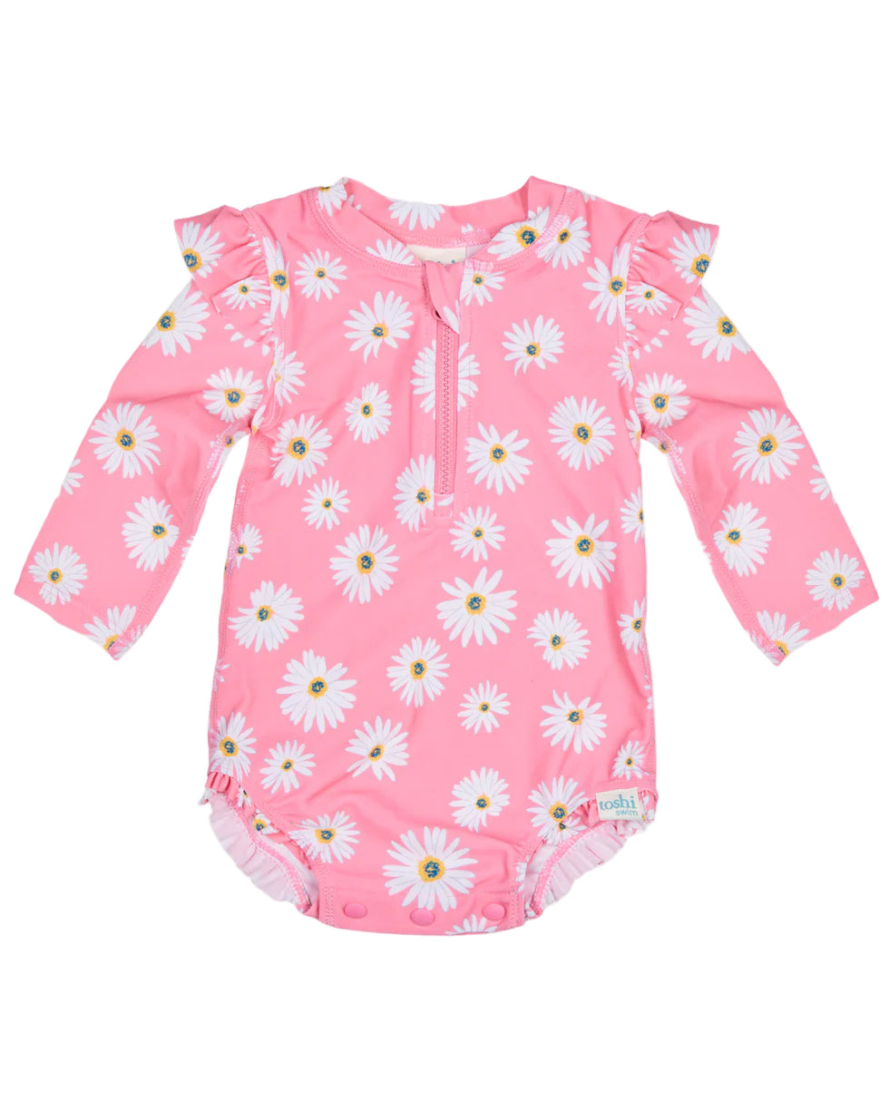 Toshi Swim Onesie L/S Ripple | Daisy Watermelon