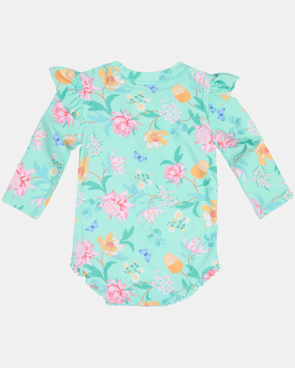 Toshi Swim Onesie L/S Ripple | Waratah Mint