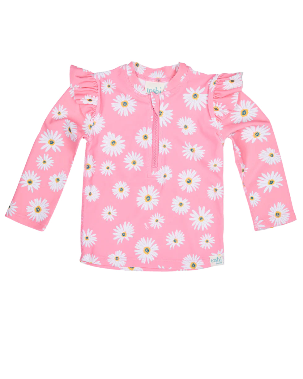 Toshi Swim Rashie L/S Ripple | Daisy Watermelon