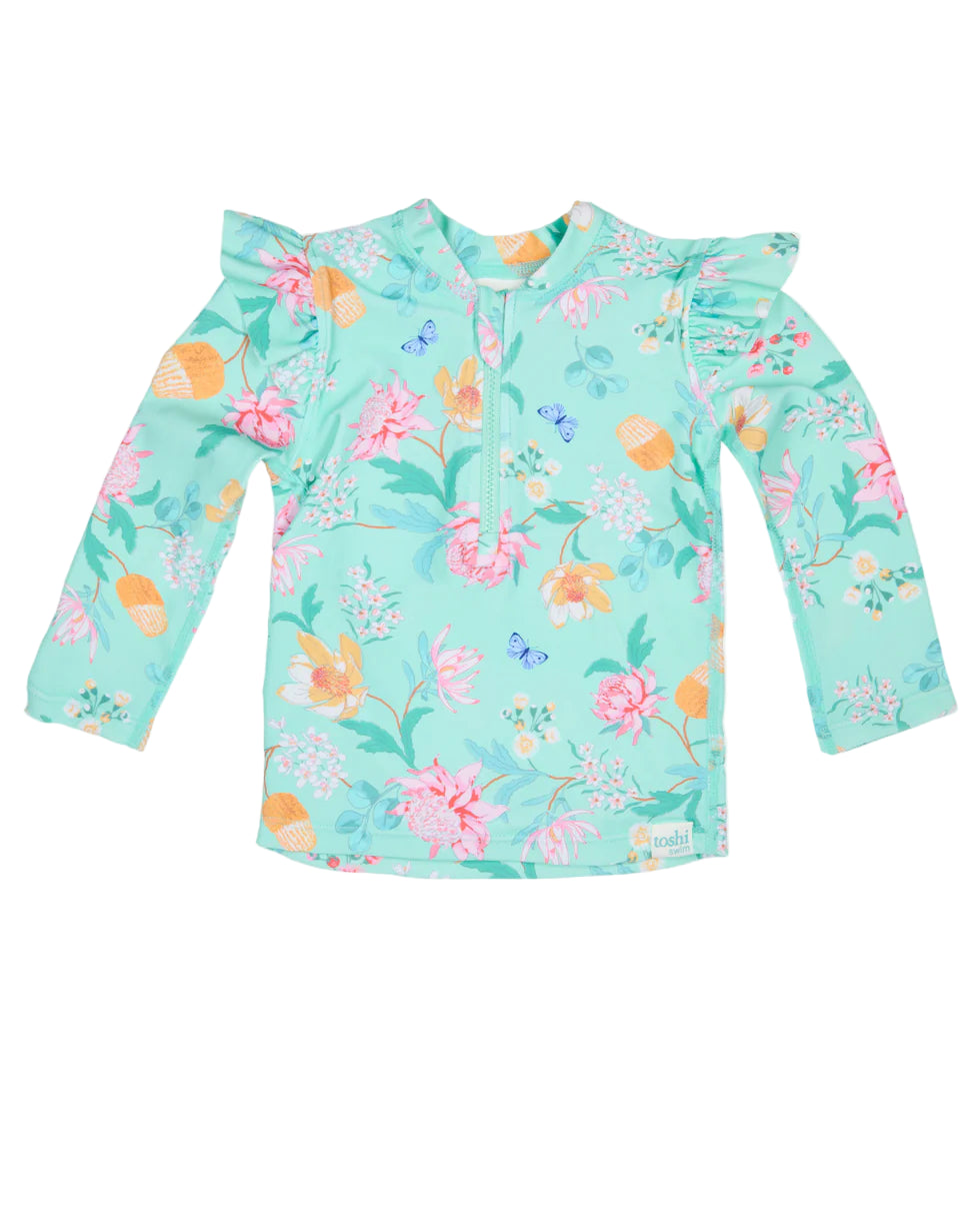 Toshi Swim Rashie L/S Ripple | Waratah Mint