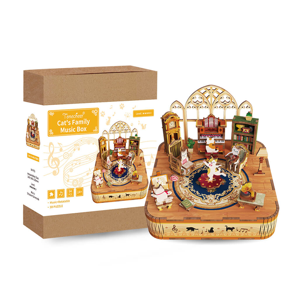 Tonecheer 3D Puzzle Music Box | Cat's Family