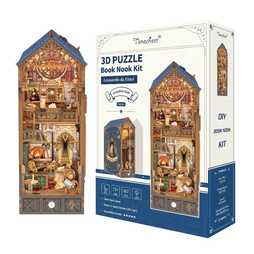 Tonecheer 3D Puzzle Book Nook | Leonardo Da Vinci
