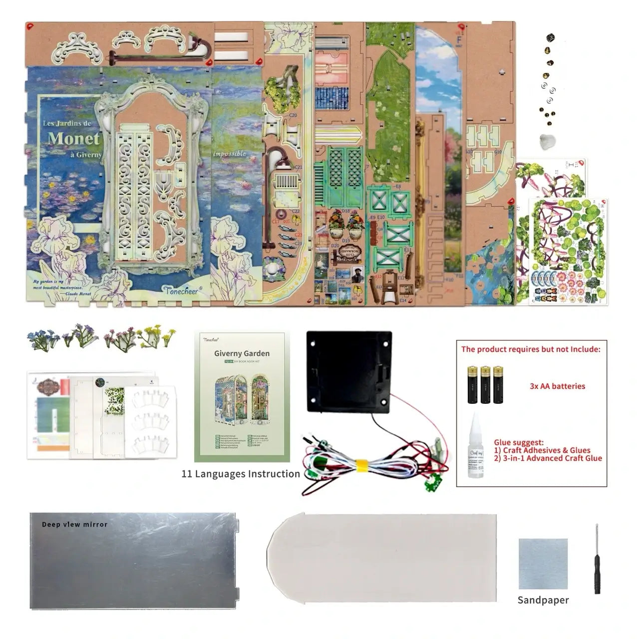 Tonecheer 3D Puzzle Book Nook | Giverny Garden