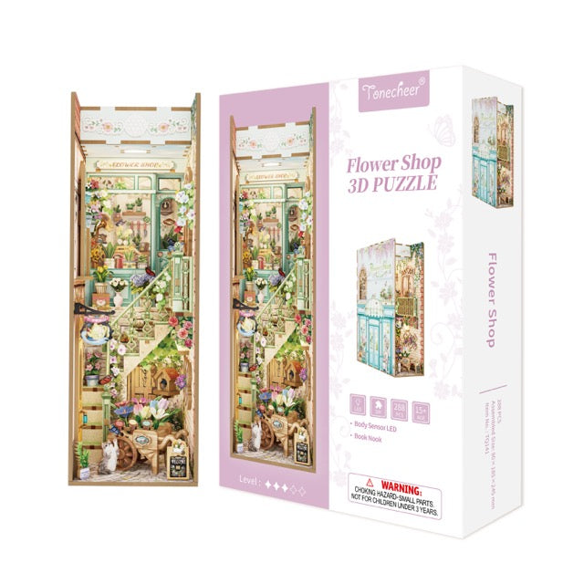 Tonecheer 3D Puzzle Book Nook | Flower Shop