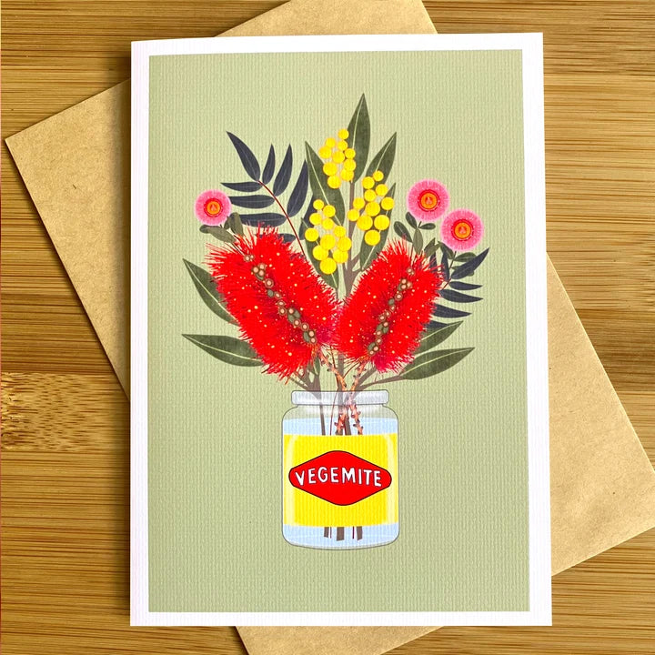 Smyle Design | Native Blooms In Vegemite Jar Greeting Card